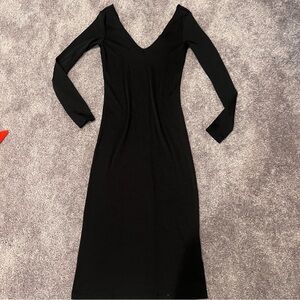 H&M Black V-Neck Long Sleeve Bodycon Dress